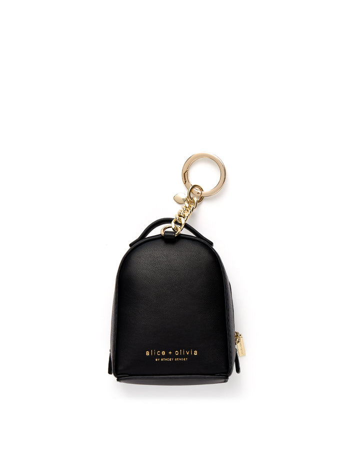 STACEFACE MINI BACKPACK KEYCHARM - BLACK/OFF WHITE MULTI