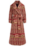 STEFAN BELTED NOTCH COLLAR COAT - RUBY/MULTI