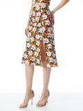 STEPHINE HIGH SLIT MIDI SKIRT - BLOSSOM