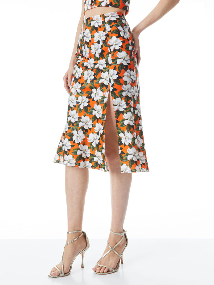 STEPHINE HIGH SLIT MIDI SKIRT - BLOSSOM