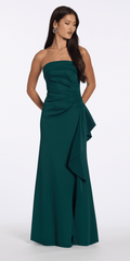 hunter-green/size/4/missy/Camille La Vie/ Strapless Scuba Column Dress with Side Slit/front