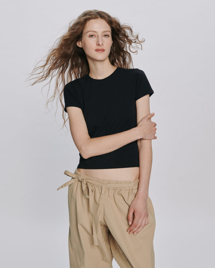 Stretch Cotton Baby Tee - Black