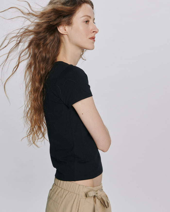 Stretch Cotton Baby Tee - Black