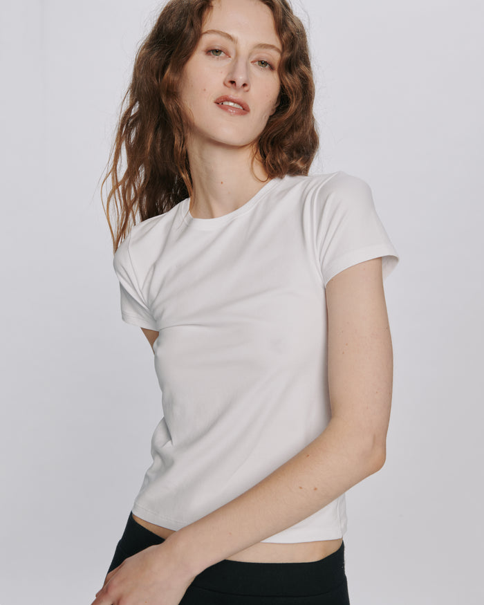 Stretch Cotton Baby Tee - White
