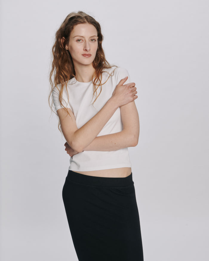 Stretch Cotton Baby Tee - White