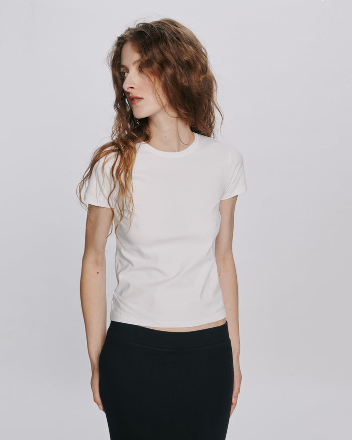 Stretch Cotton Baby Tee - White