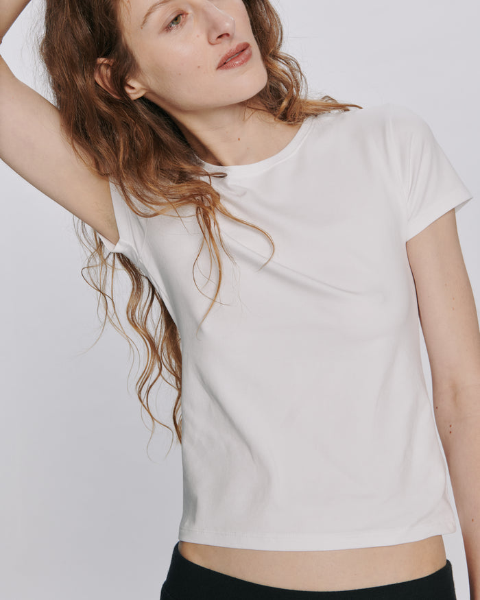 Stretch Cotton Baby Tee - White