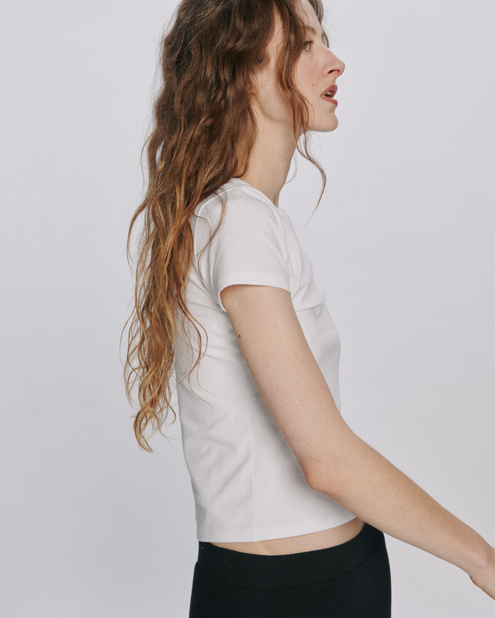 Stretch Cotton Baby Tee - White