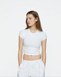 Stretch Cotton Cropped Baby Tee - White