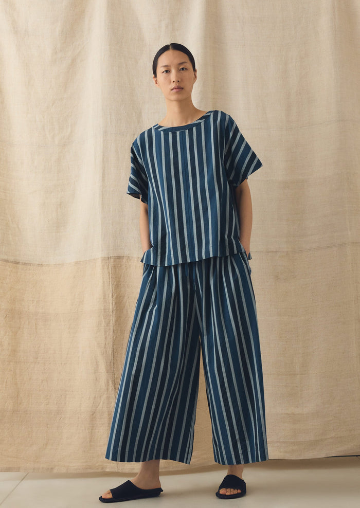 Stripe Cotton Culottes | French Blue