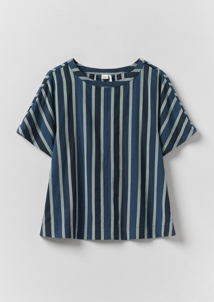 Stripe Cotton Smock Top | French Blue