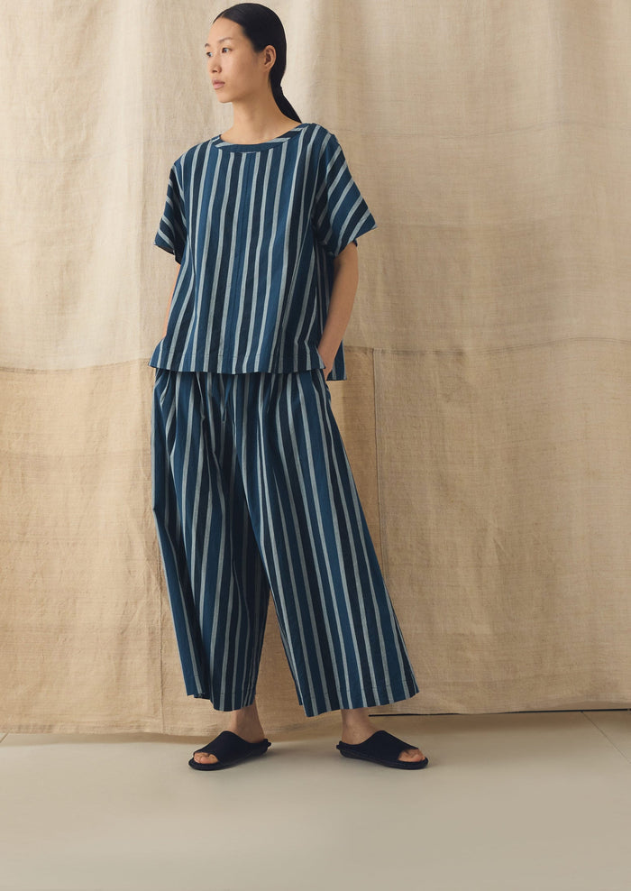 Stripe Cotton Smock Top | French Blue