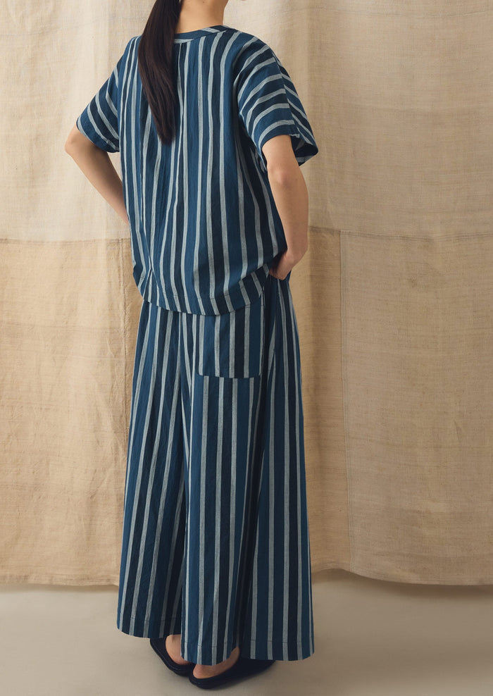 Stripe Cotton Smock Top | French Blue