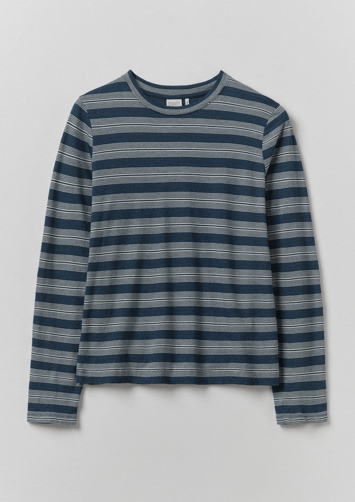 Stripe Crew Neck Tee | Indigo/Ecru