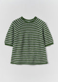 Stripe Linen Cotton Knitted Tee | Croft Green/Egg Shell