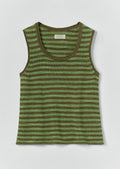 Stripe Linen Cotton Knitted Vest | Green Olive/Verde