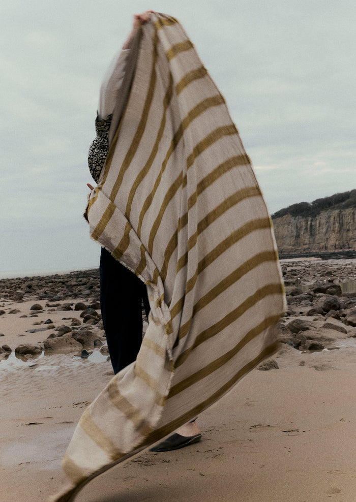 Stripe Linen Throw | Amber/Natural