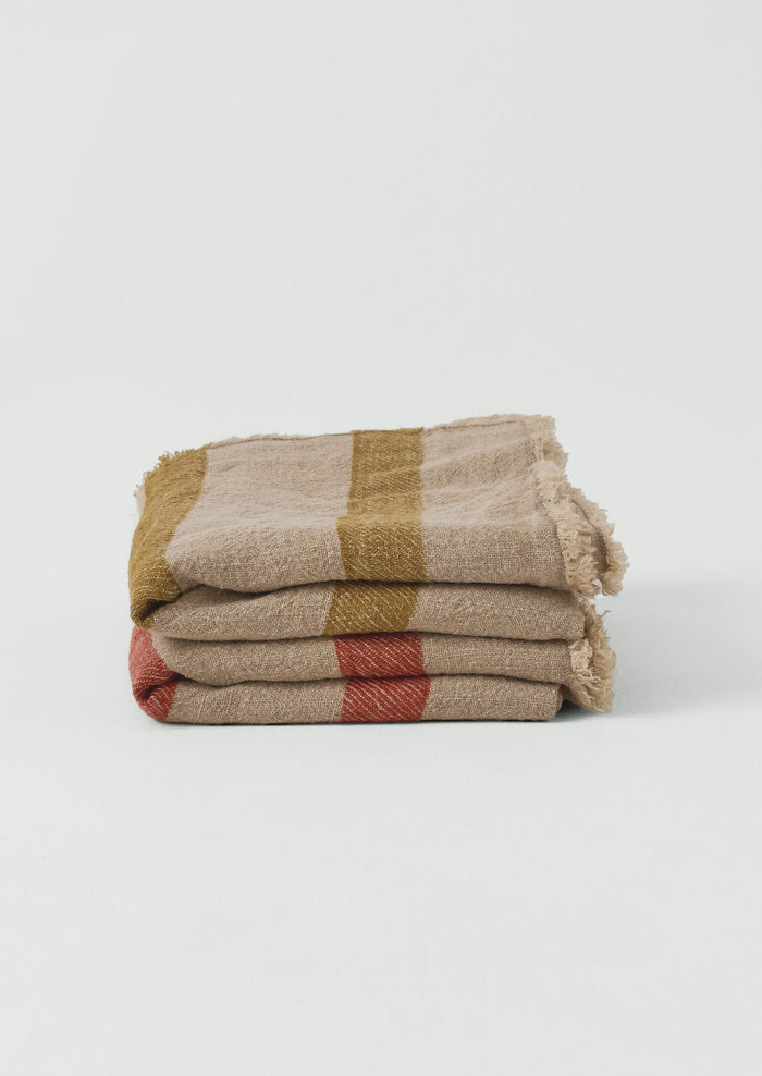 Stripe Linen Throw | Amber/Natural