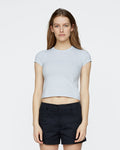 Striped Stretch Cotton Cropped Baby Tee - Cool Water Multi