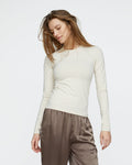Striped Stretch Cotton Long Sleeve Baby Tee - Macadamia Multi