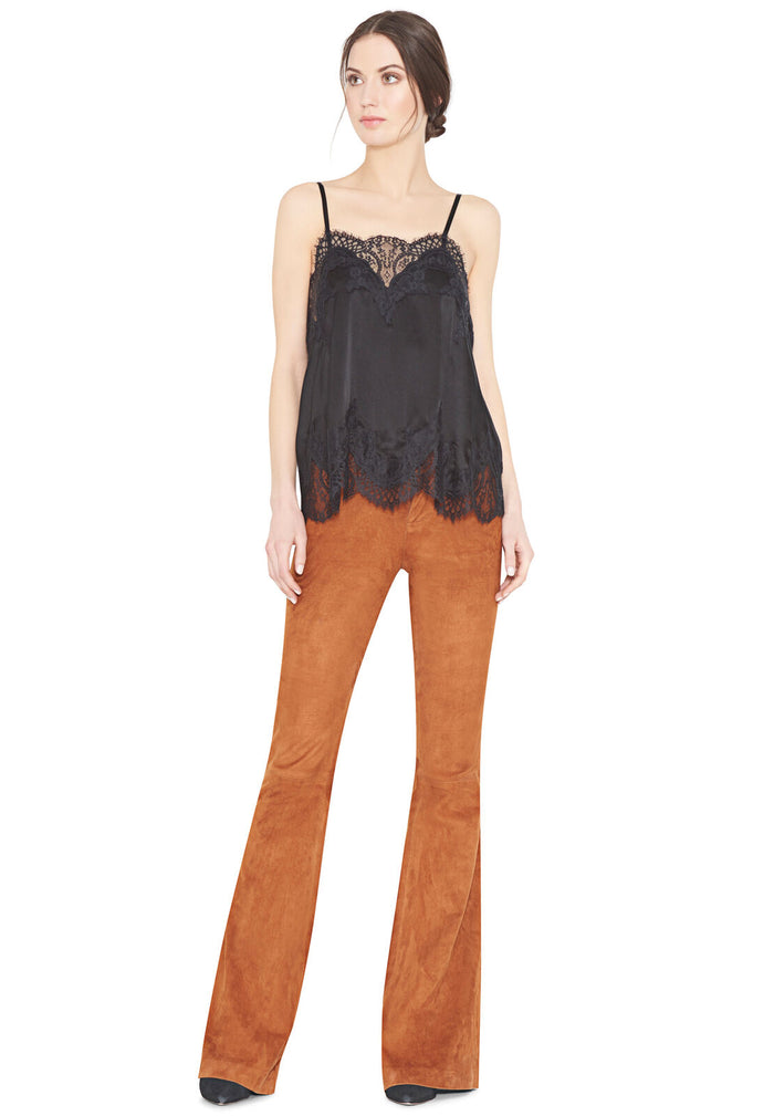 SUEDE BELL PANT - TOBACCO