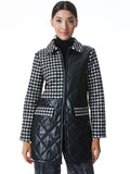 SUSAN QUILTED VEGAN LEATHER COAT - BLACK/WHITE