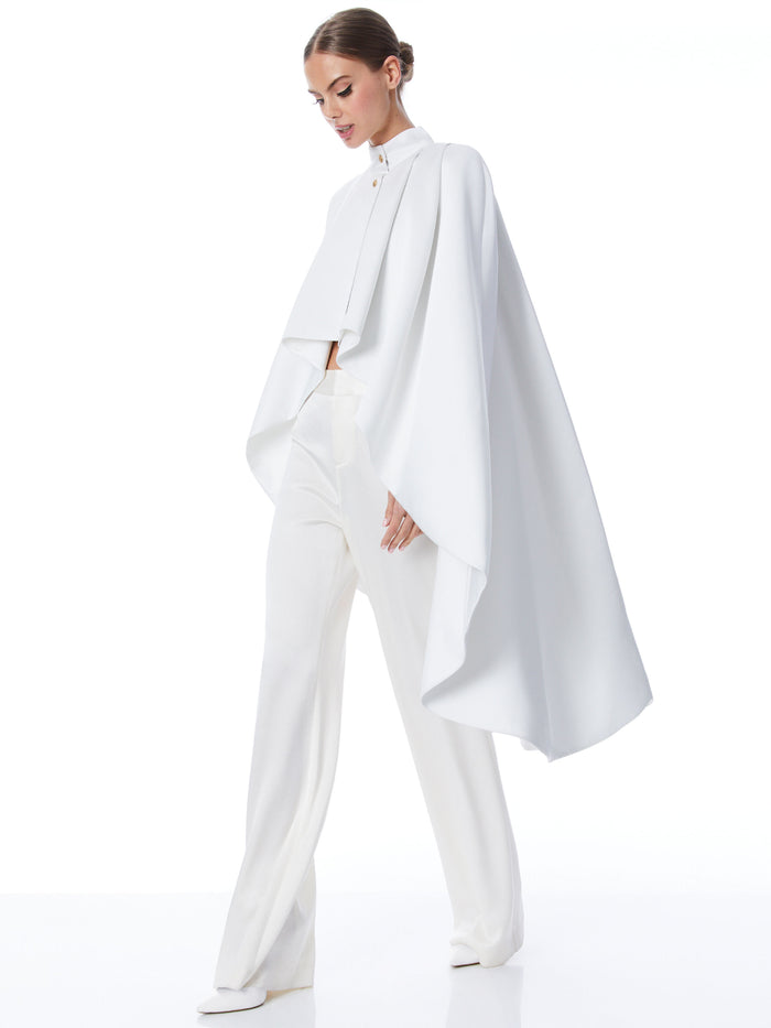 SUSANNE HIGH LOW COLLARED CAPE - OFF WHITE