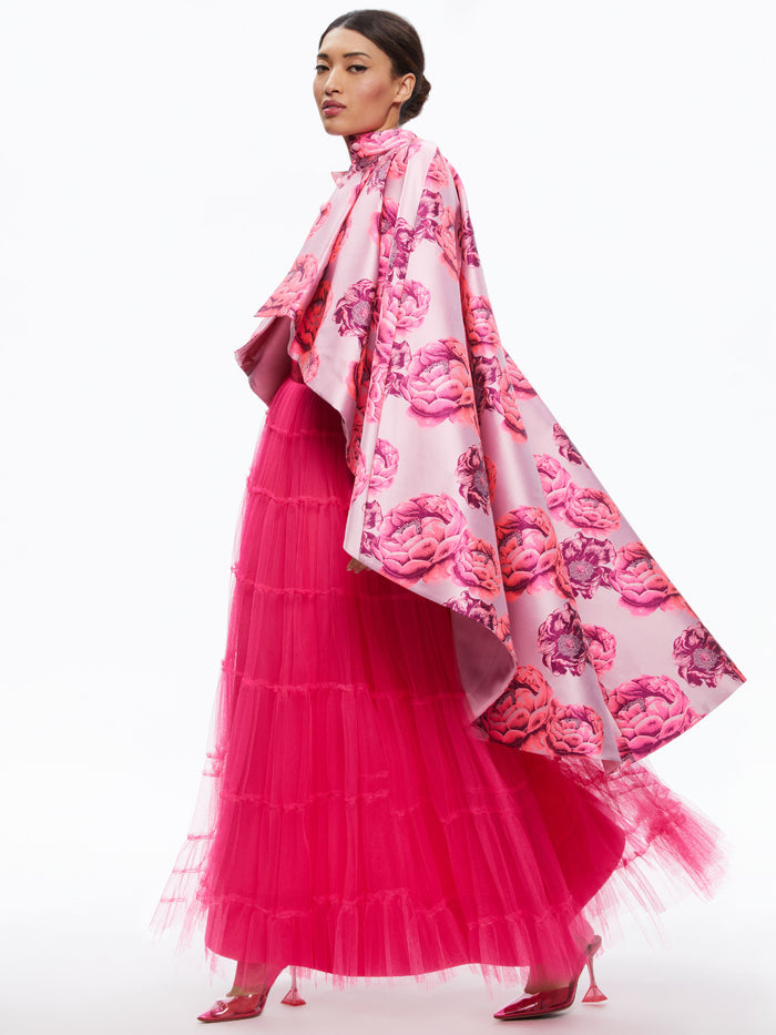 SUSANNE HIGH LOW COLLARED CAPE - CANDY MULTI