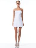 SUTTON CRYSTAL STRAP MINI DRESS - WHITE