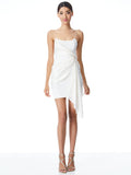 SVETLANA ASYMMETRICAL DRAPED CAMI DRESS - OFF WHITE