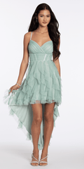 sage/size/4/missy/Camille La Vie/Sweetheart Glitter Mesh Corset High Low Dress/front