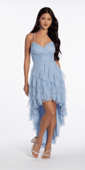 periwinkle/size/4/missy/Camille La Vie/Sweetheart Glitter Mesh High Low Dress with Tendrils/front