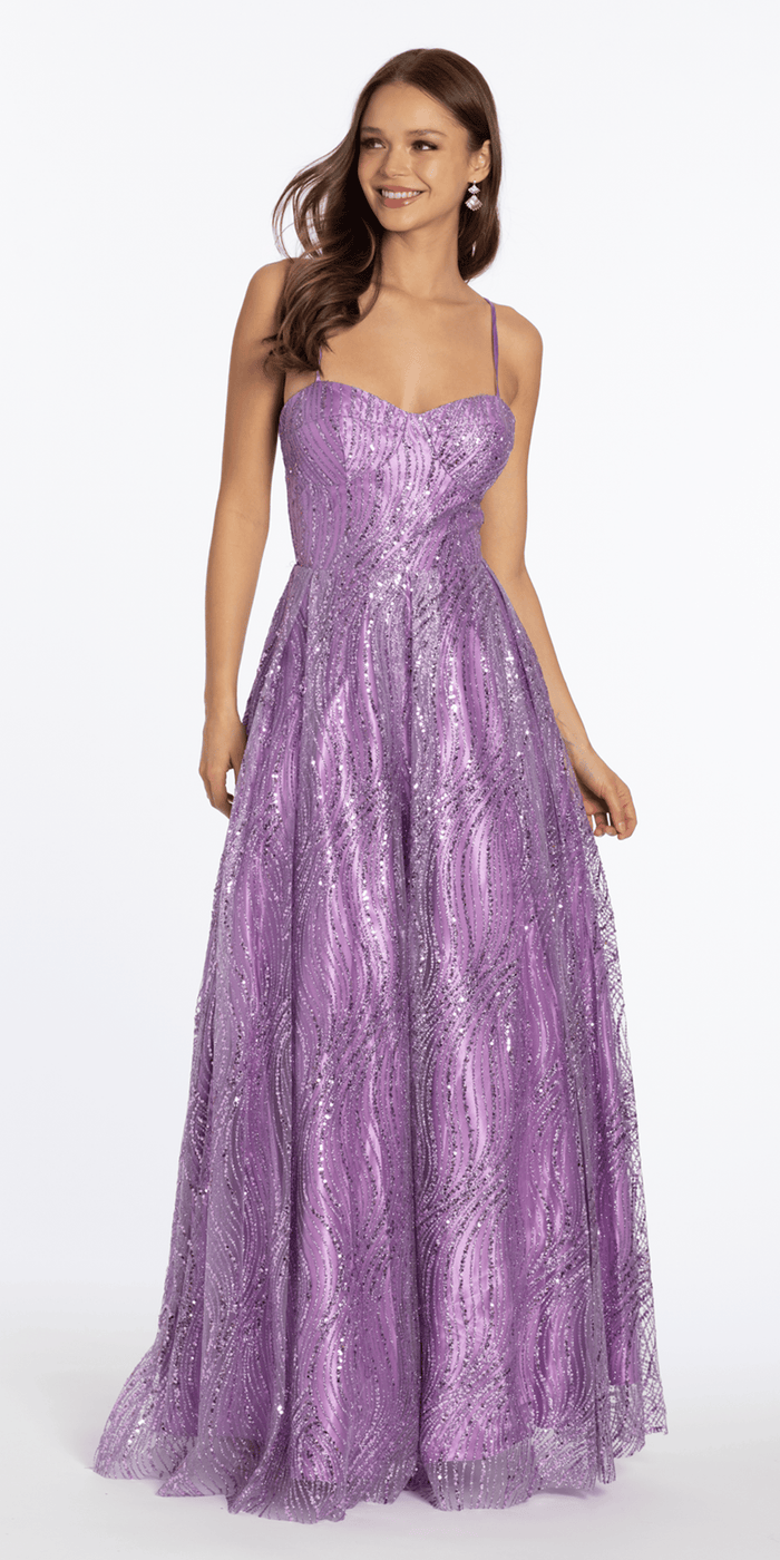 lavendar/size/4/missy/Camille La Vie/Swirl Glitter Mesh Sweetheart Ballgown with Pockets /front alt 2