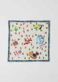 Table Setting Print Cotton Bandana | Ecru Multi