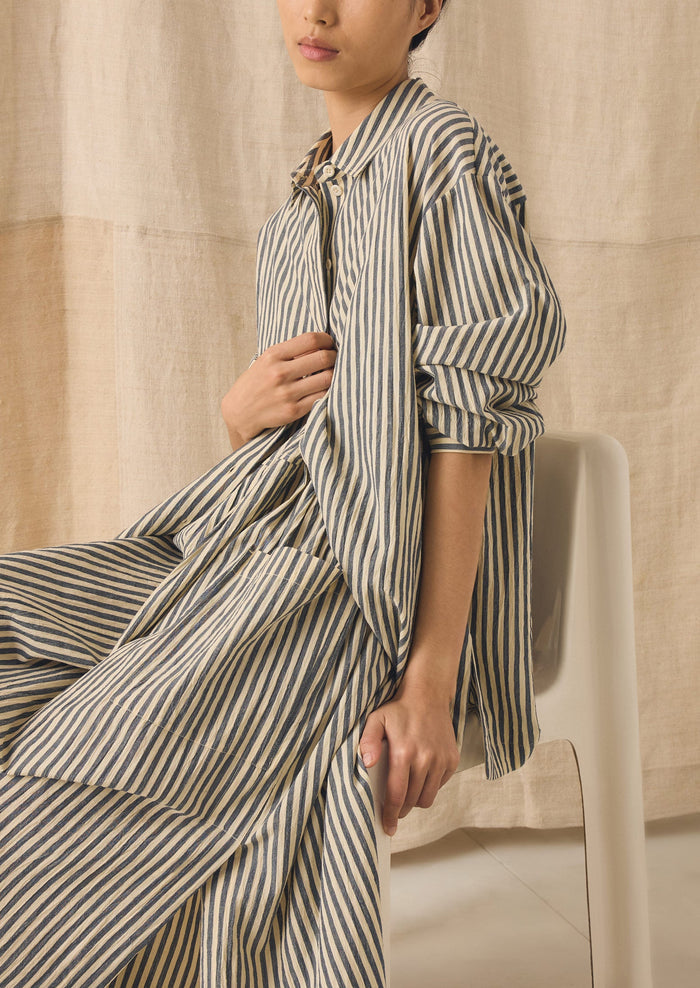Tablier Stripe Easy Cotton Shirt | Workshop Blue