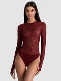 TAEYN LACE BODYSUIT - OXBLOOD