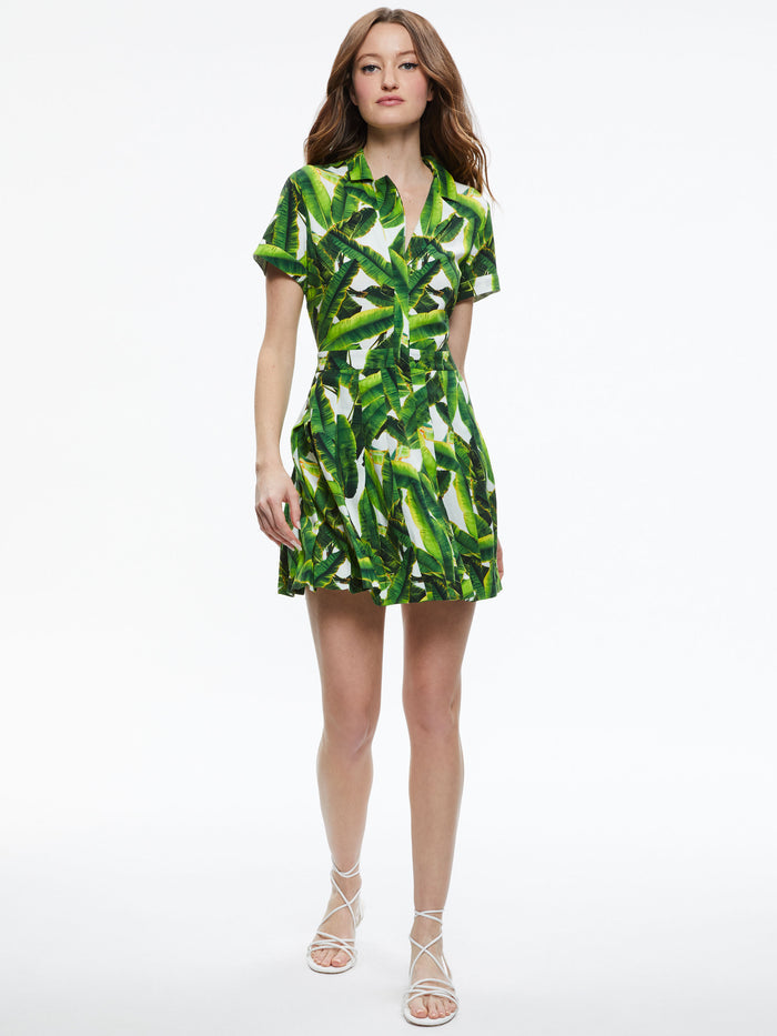 TAMALA BUTTON FRONT SHIRT DRESS - SUN PALM OFF WHITE