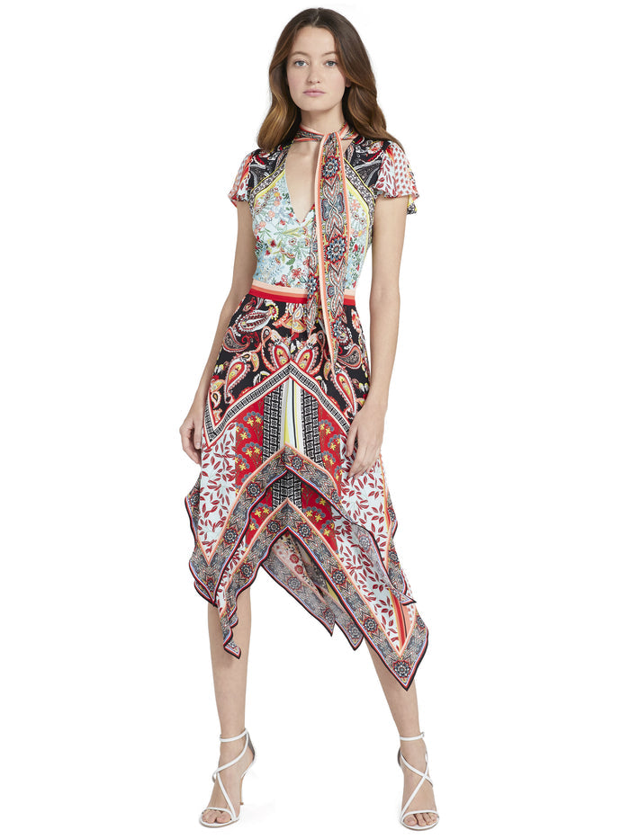TAMARA DRESS WITH TIE NECK - PALOMA MULTI