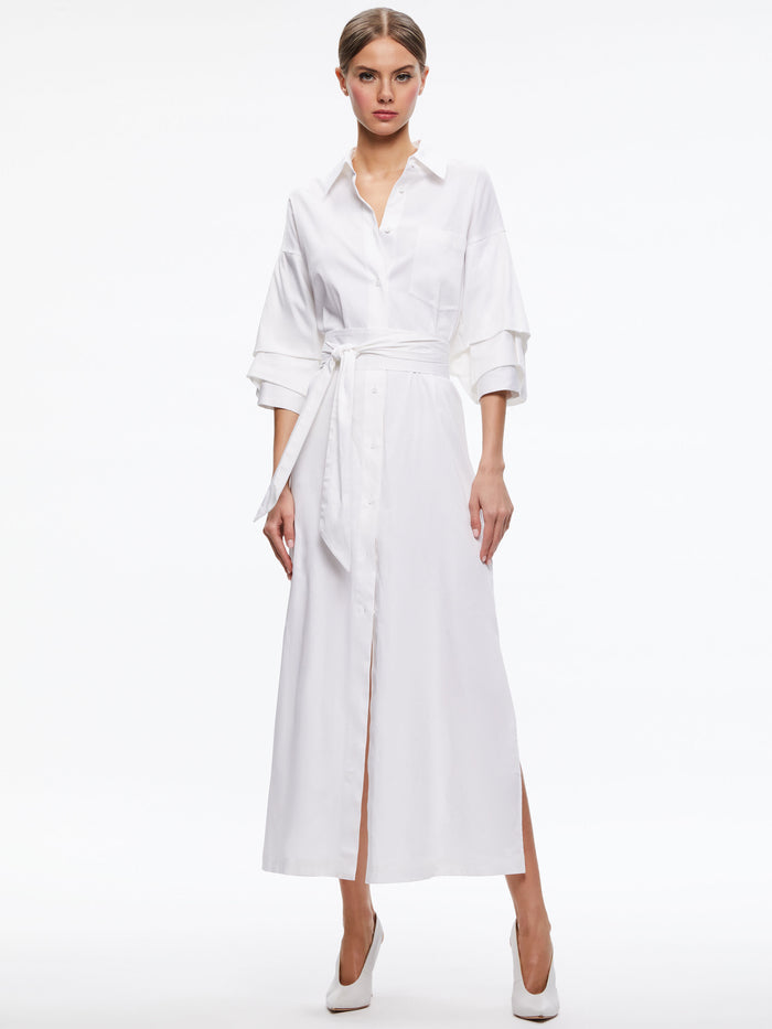 TANIKA BUTTON FRONT MAXI DRESS - WHITE