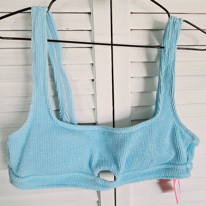 Target Xhilaration Baby Blue Bralette Style Textured Bikini TOP XL (12-14)