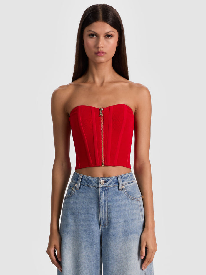 TASHA ZIP FRONT CORSET - PERFECT RUBY