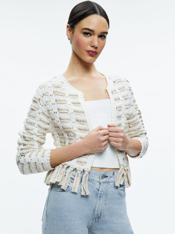 TAWNA RIBBON CARDIGAN - SOFT WHITE MULTI