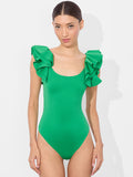 TAWNY RUFFLE BODYSUIT - LIGHT EMERALD