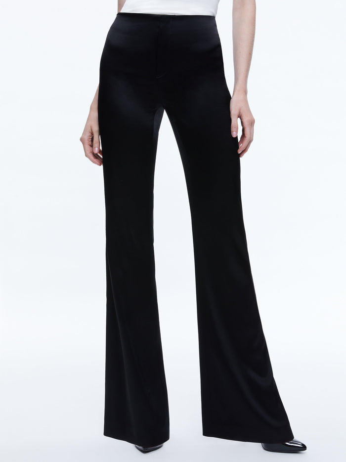 TEENY SATIN BOOTCUT PANT - BLACK