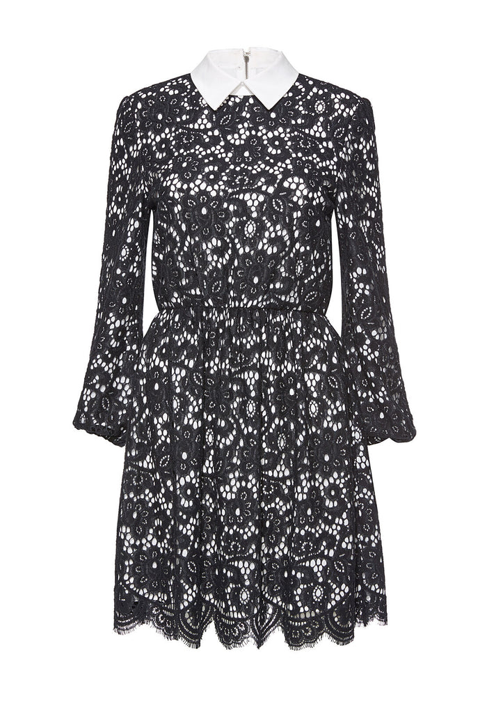 TERISA CLR BLSNSLV GTHRD WSTDS - BLACK/WHITE