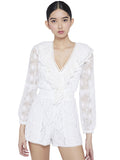 TESHA SMOCKED RUFFLE ROMPER - WHITE