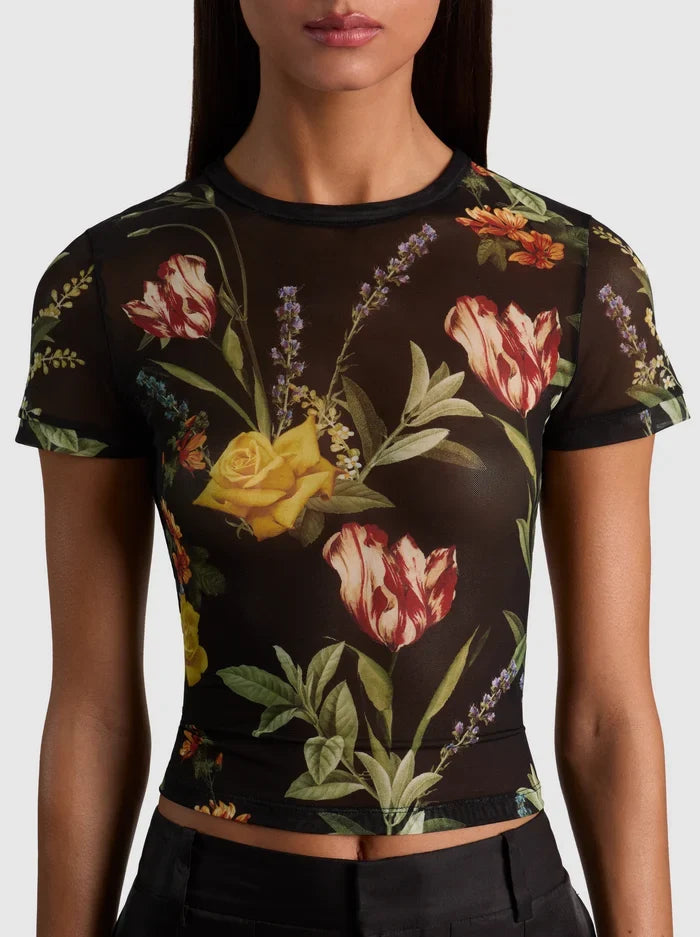 TESS TEE - DESERT SPRIGS BLACK