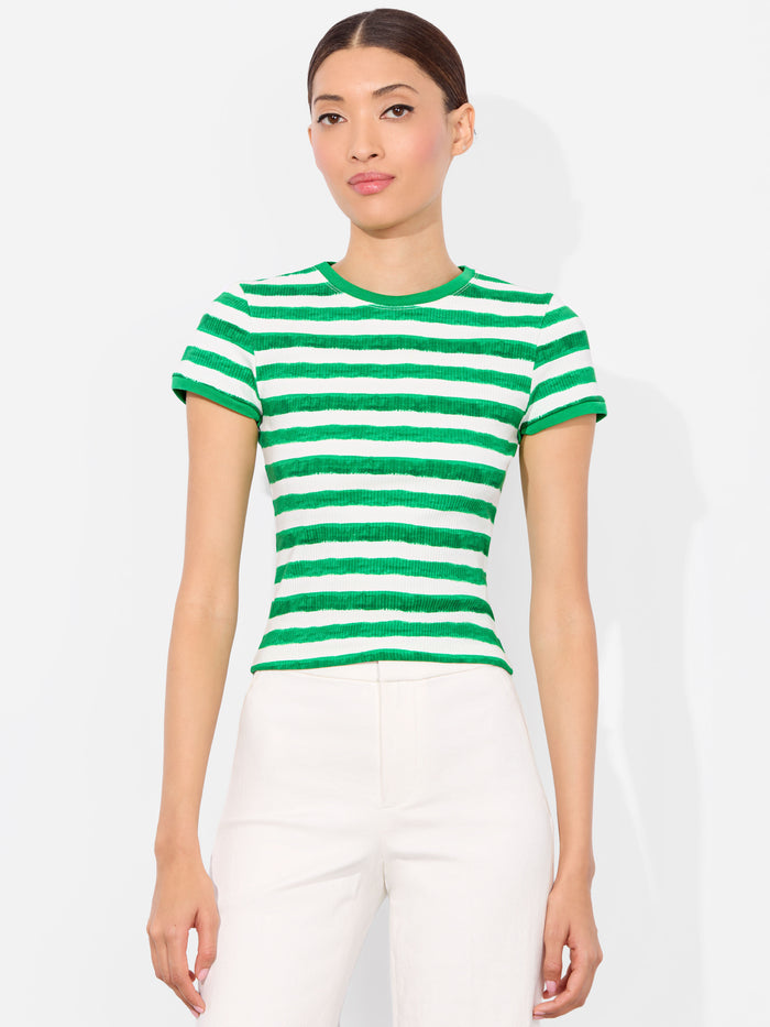 TESS TEE - PAINTED STRIPE LT EMERALD