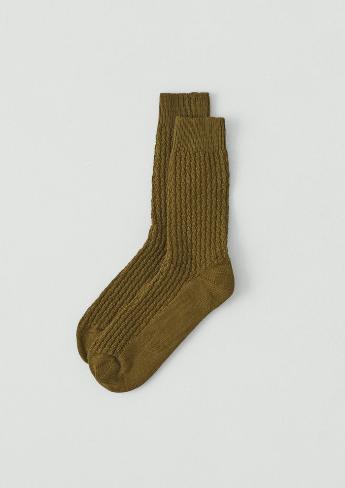 Textured Cotton Socks | Olive