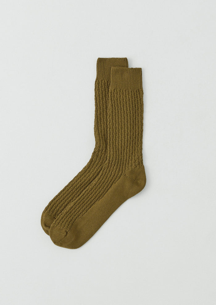 Textured Cotton Socks | Olive